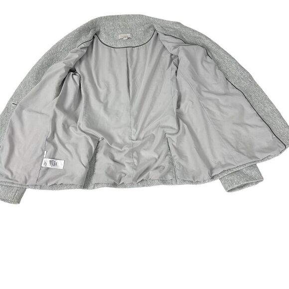 Loft Gray Herringbone Blazer size 4 Notch Collar One Button - Picture 6 of 7